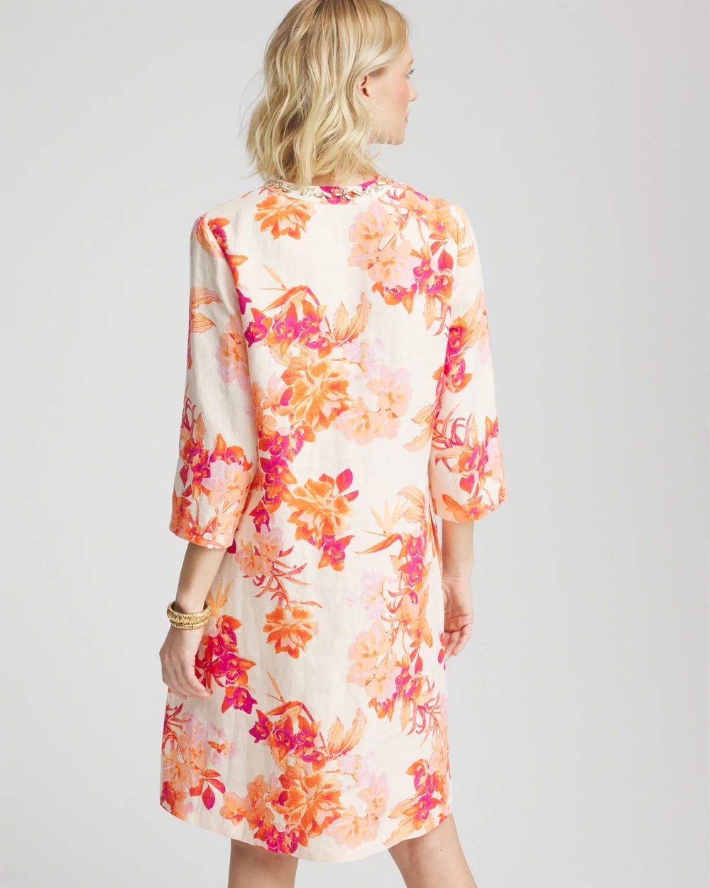 Embellished Linen Kurta Dress