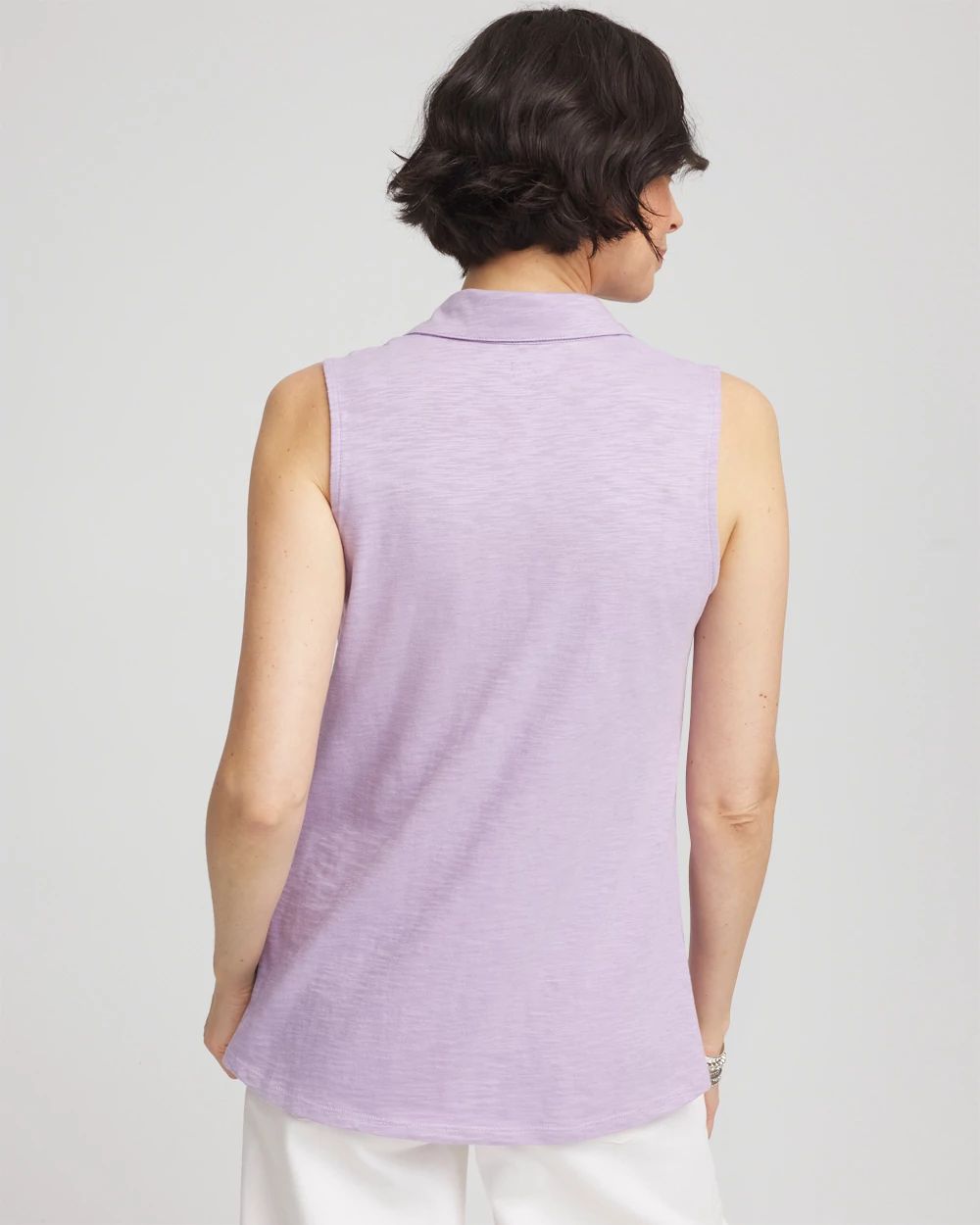 Slub Sleeveless Collared Tunic