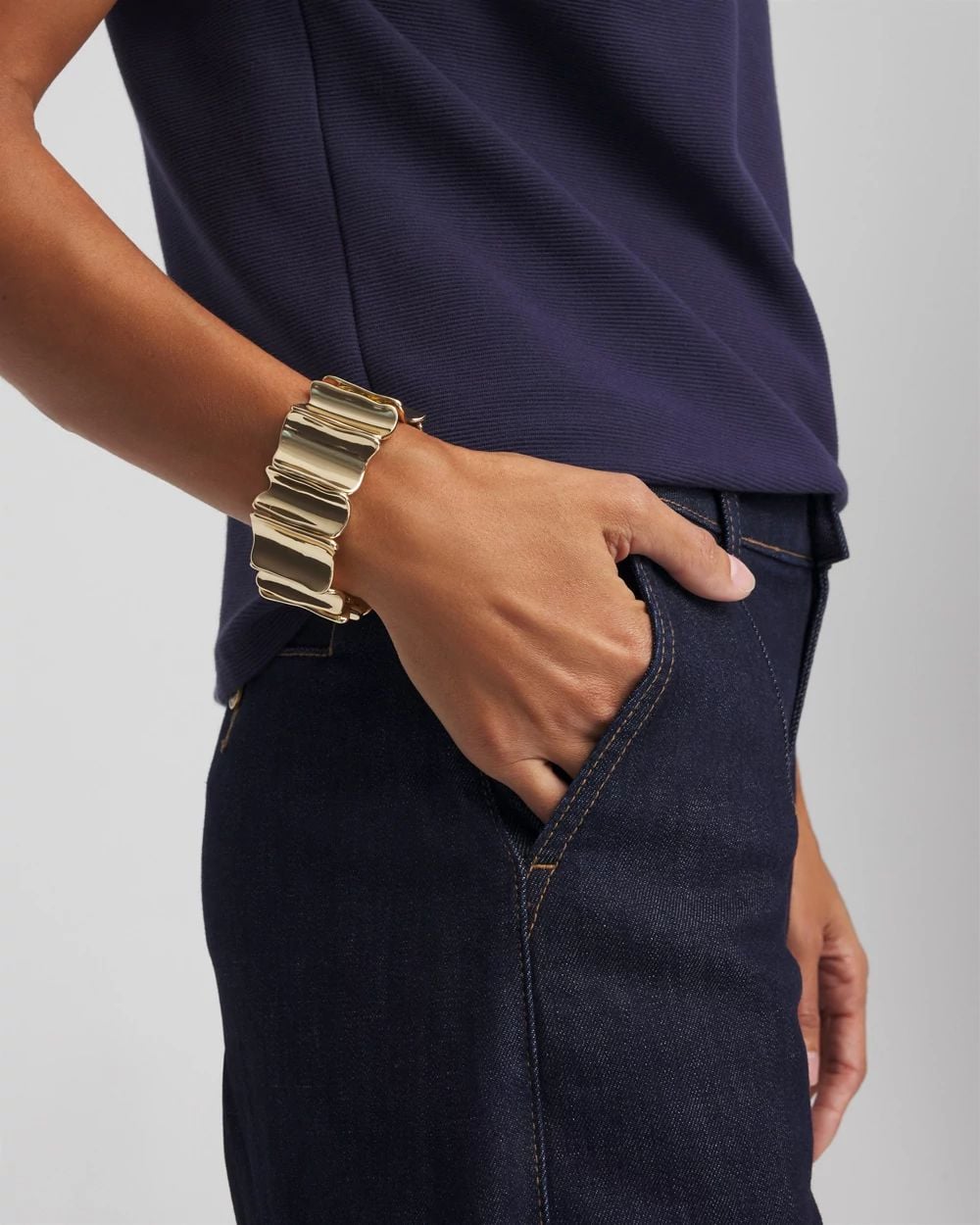 Gold Wavy Stretch Cuff click to view larger image.