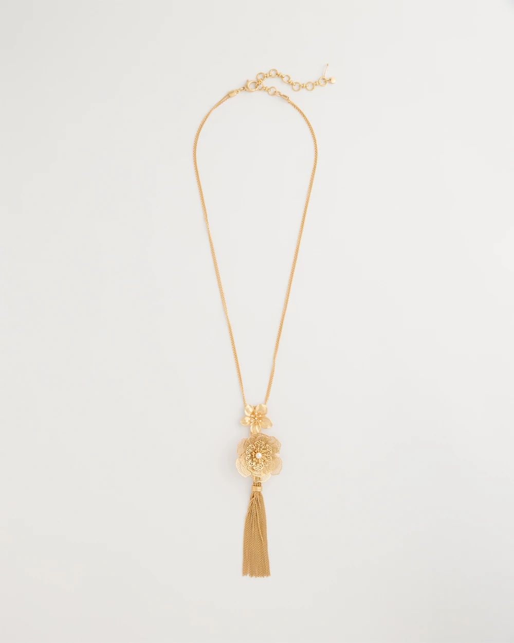 Filigree Flower Tassel Necklace