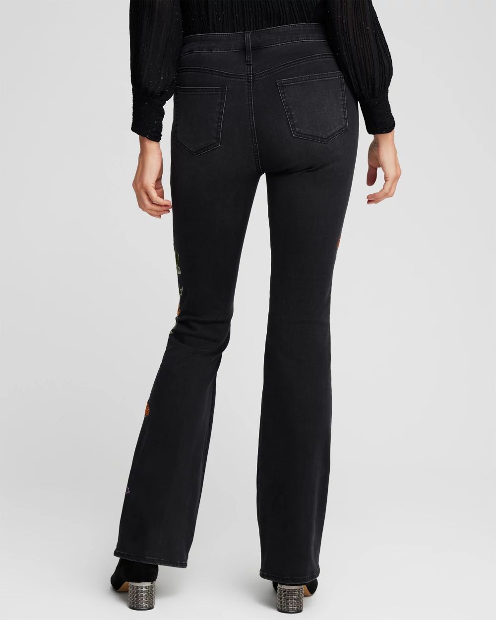 Petite Girlfriend Floral Flare Jeans