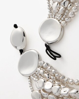 Silver-Tone Pebble Links Bib Necklace click to view larger image.