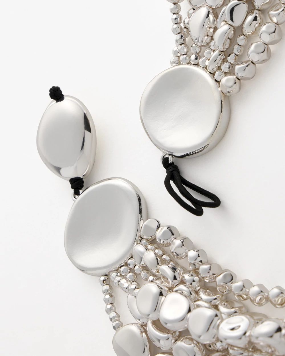 Silver-Tone Pebble Links Bib Necklace