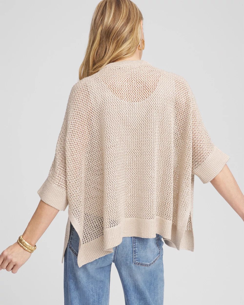 Sequin Open Knit Poncho