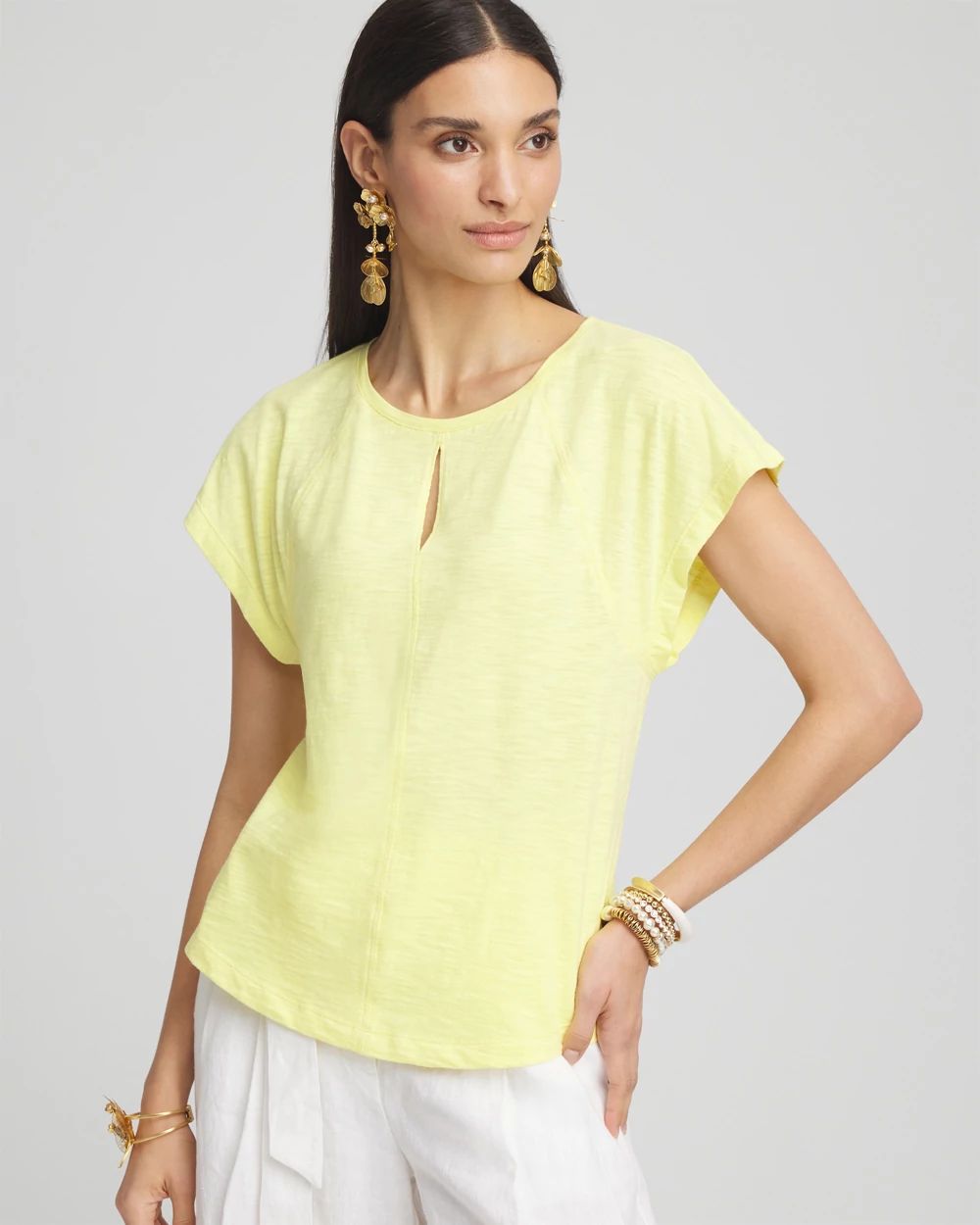 Slub Keyhole Neck Tee