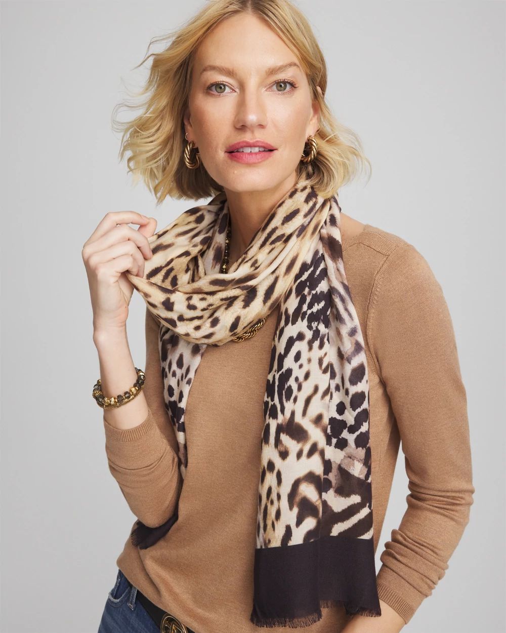 Animal Print Oblong Scarf