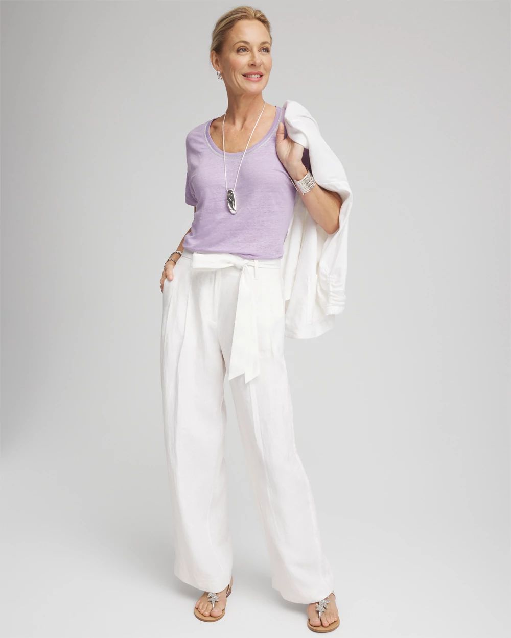 Sweater Trim Linen Tee
