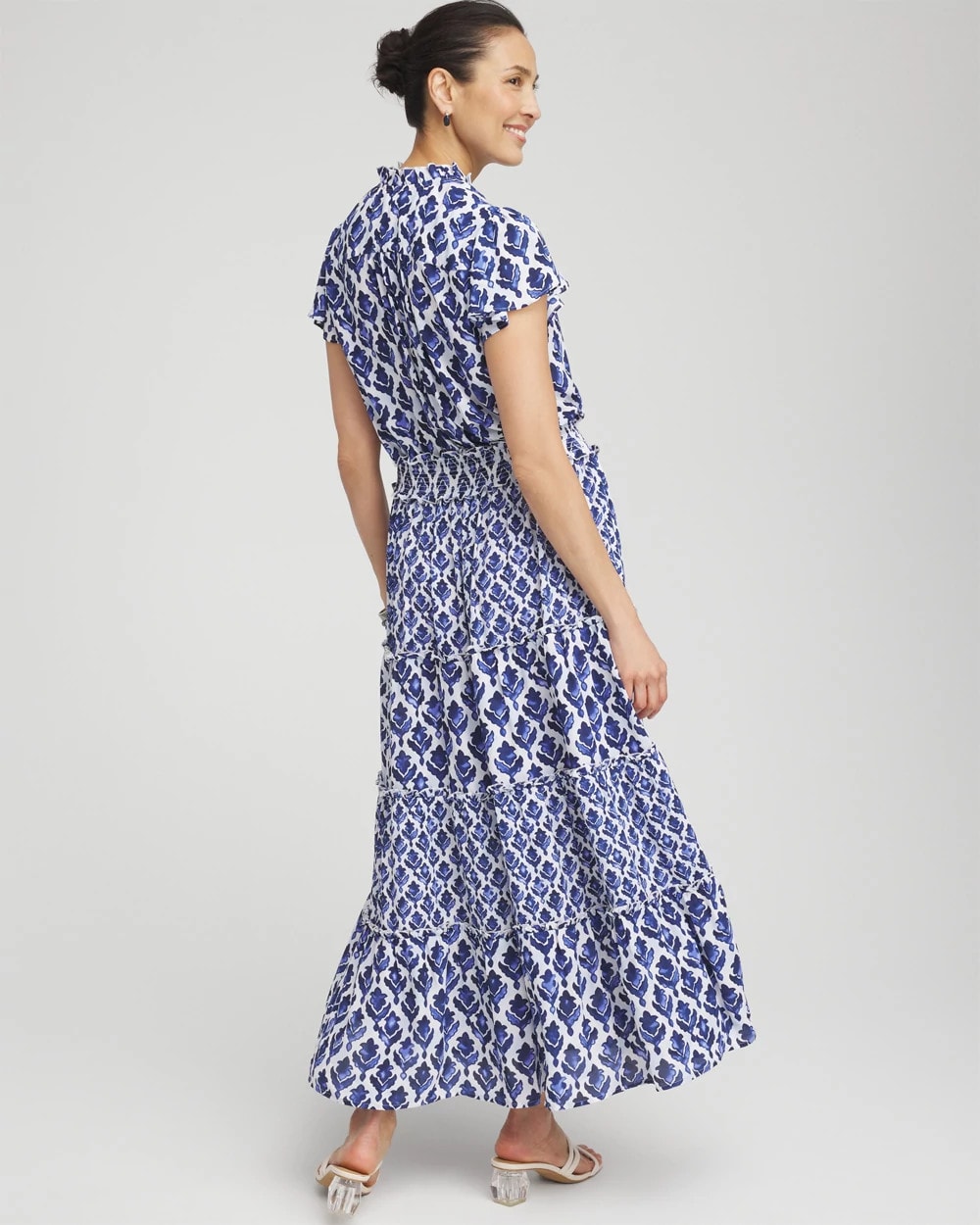 Tiles Smock Waist Tiered Maxi Dress