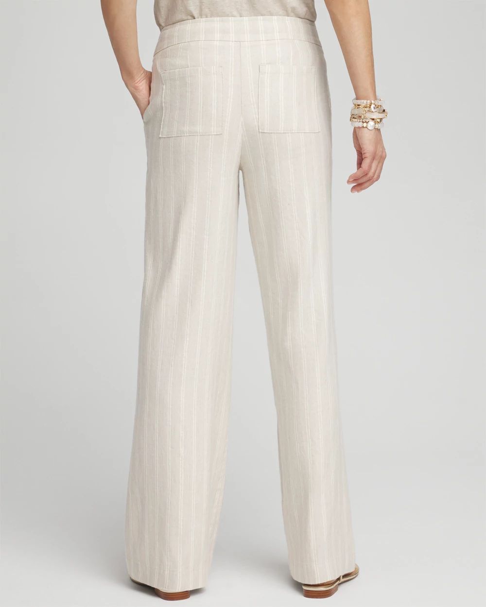 Linen Blend Stripe Flare Leg Pants