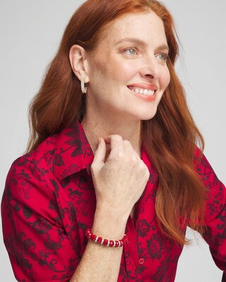 Red and Pavé Stretch Bracelet