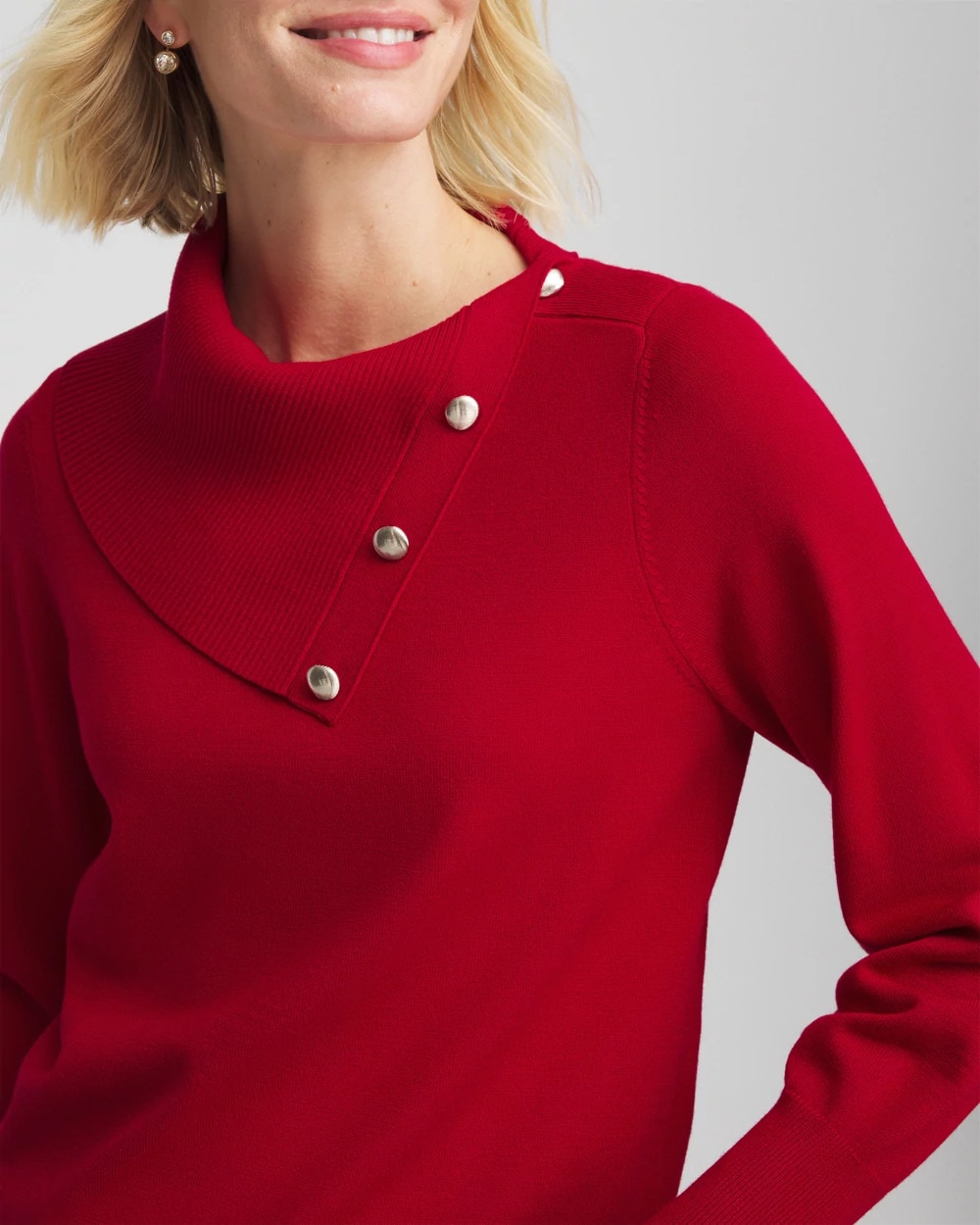 Button Envelope Neck Sweater