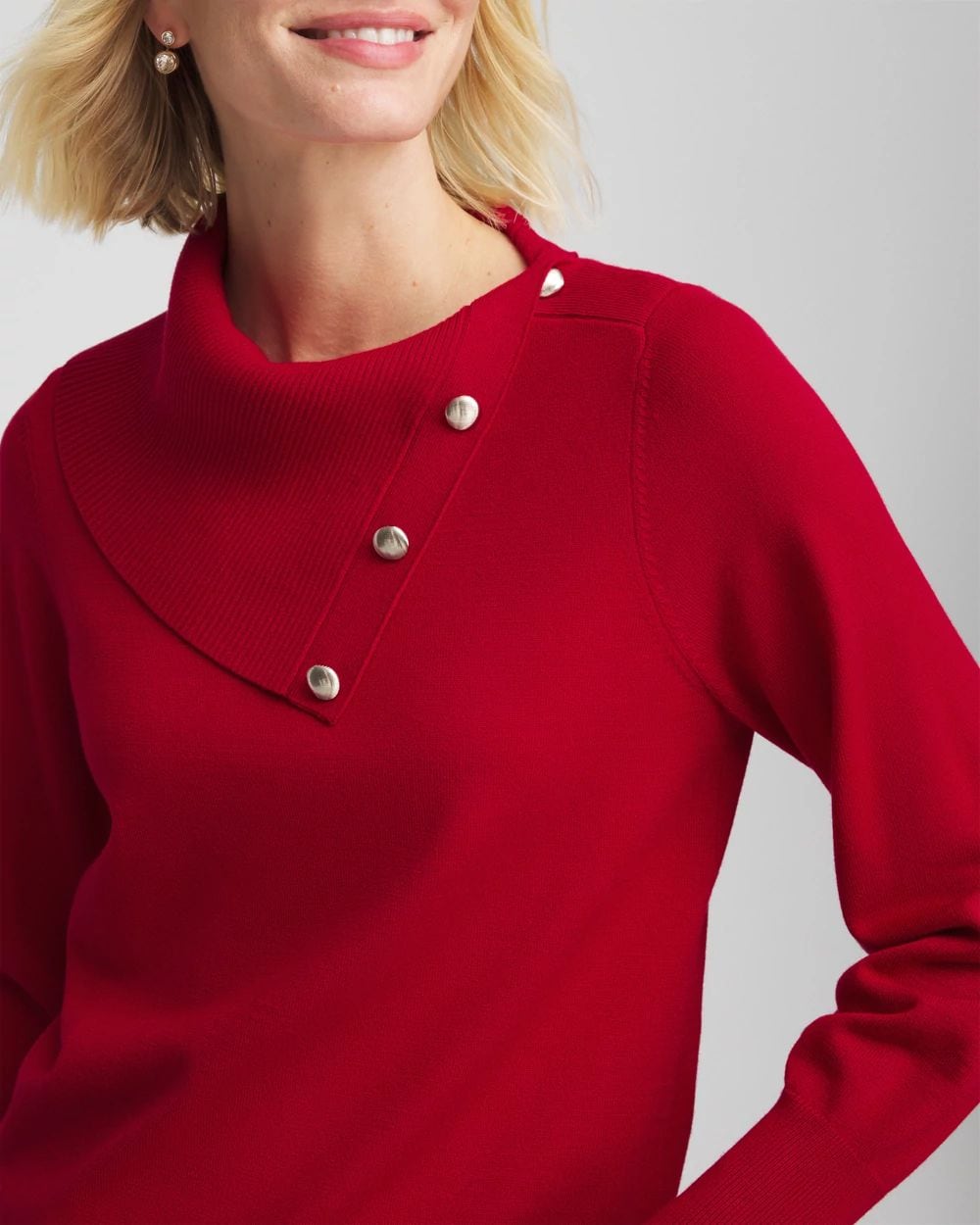 Button Envelope Neck Sweater