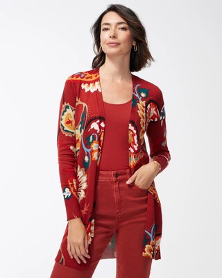 Spun Rayon Paisley Midi Cardigan