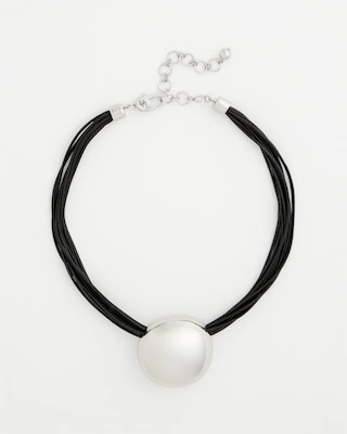 Silver Pendant Cord Necklace