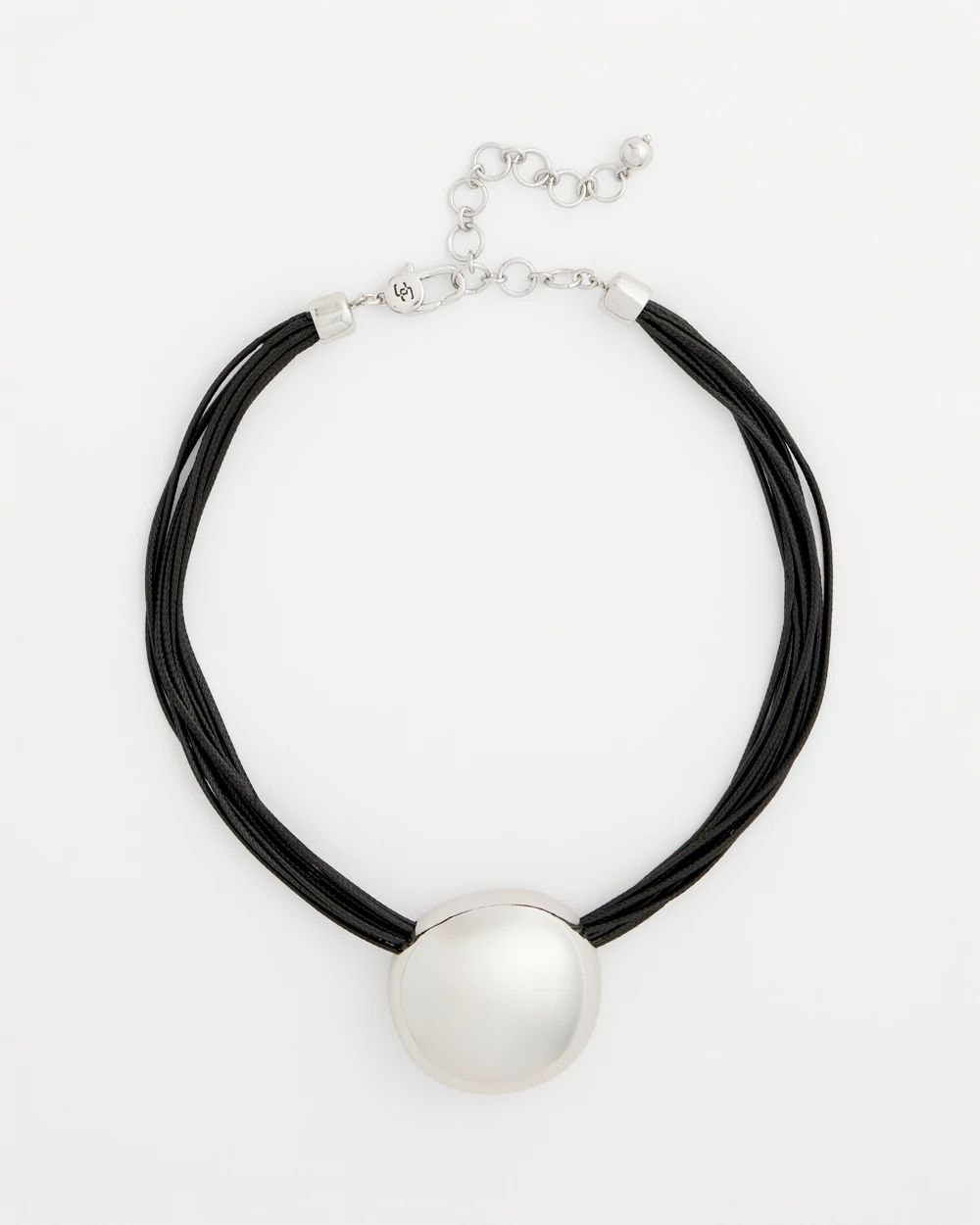 Silver Pendant Cord Necklace