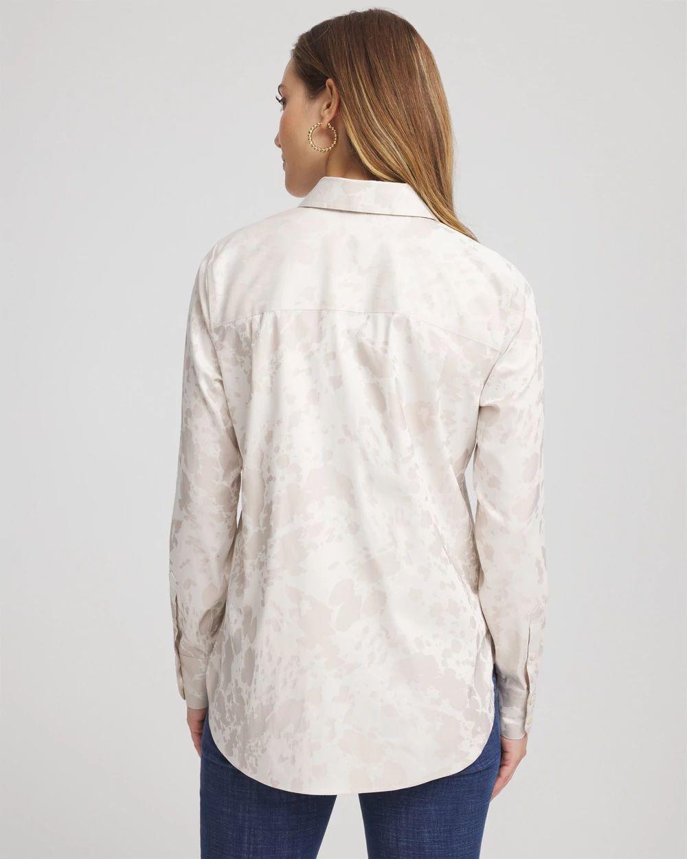 No Iron™ Stretch-Sateen Jacquard Shirt