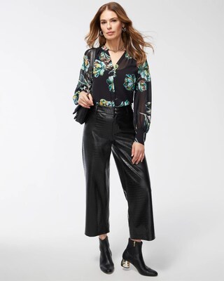Faux Crocodile Wide Leg Crops