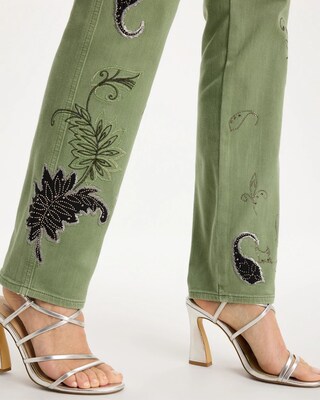 Embellished Pull-On Straight Jeans click to view larger image.