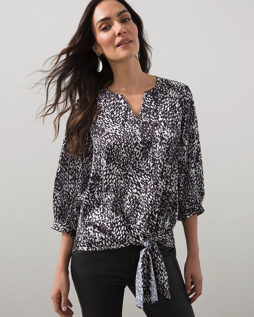 Textured Tie-Front Top