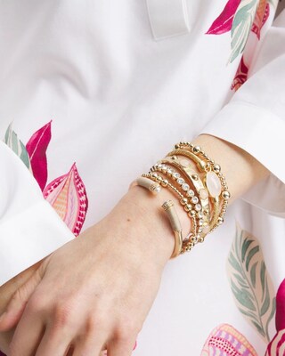 Faux Pearl Wrapped Cuff Bracelet click to view larger image.