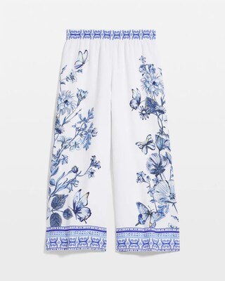 Butterfly Pull-On Linen Cropped Pants click to view larger image.
