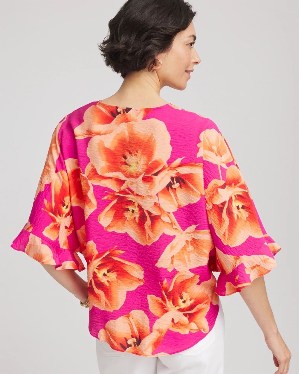 Ecovero™ Tie-Front Frill Sleeve Blouse