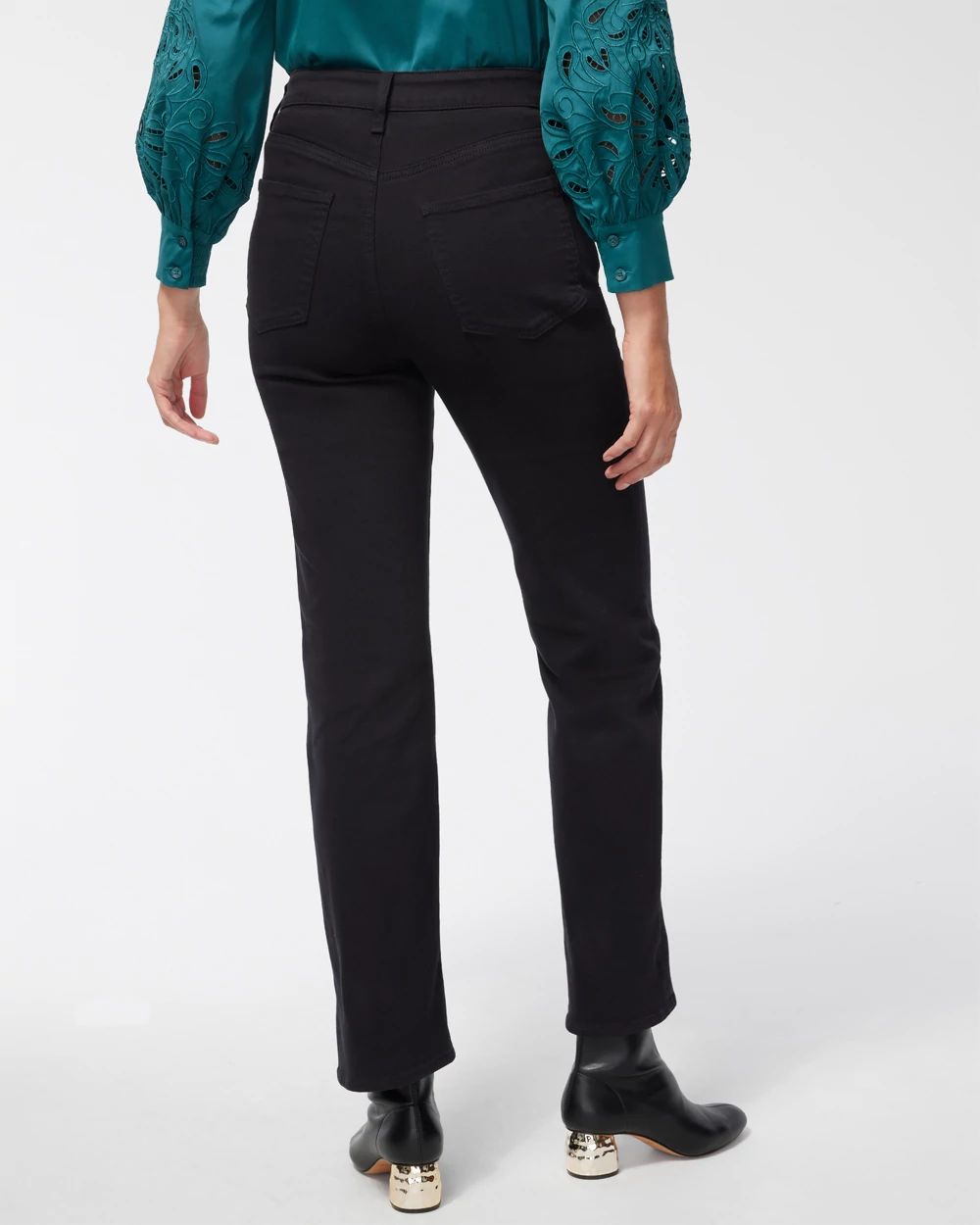 High Rise Straight Leg Jeans click to view larger image.