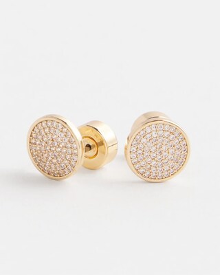 Gold Tone Pavé Stud Earrings