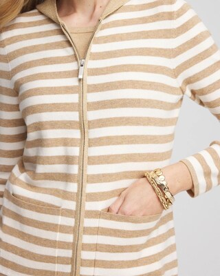 Zenergy® Luxe Striped Hooded Cardigan click to view larger image.