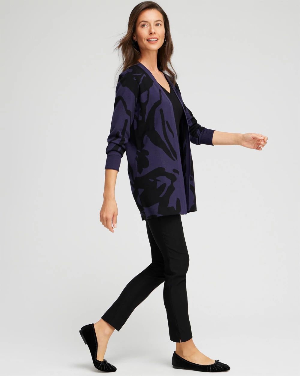 Double Knit Botanical Print Cardigan