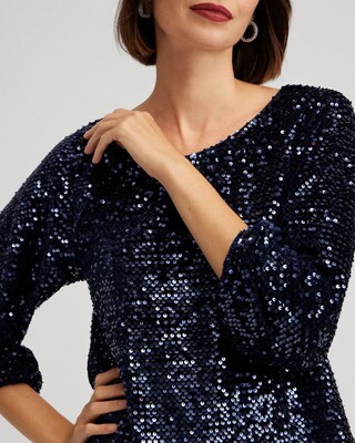 Sequin Velvet Blouson Sleeve Top