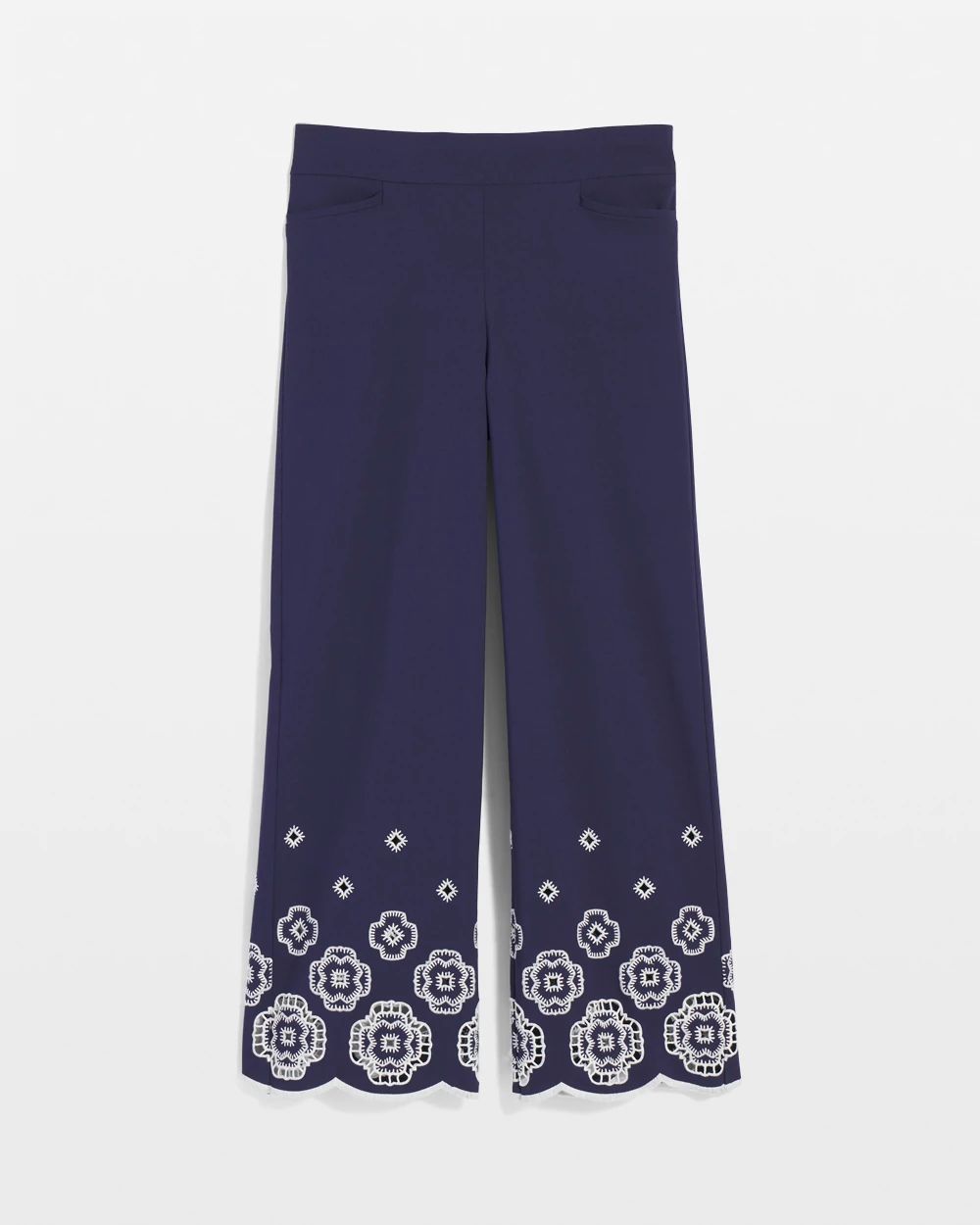 Brigitte™ Embroidered Wide-Leg Cropped Pants click to view larger image.