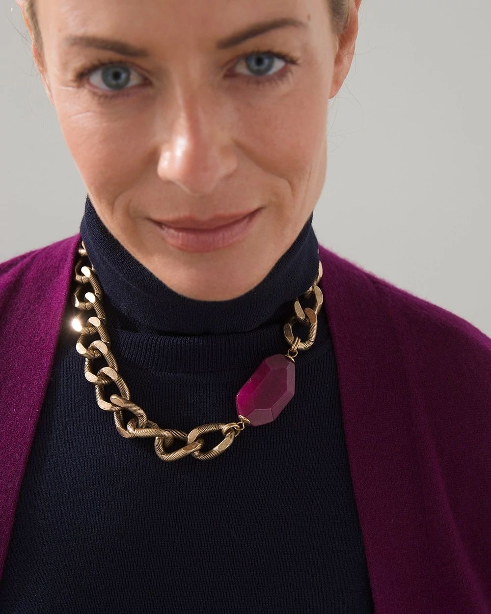Purple Stone Bib Necklace