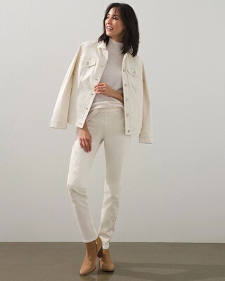 Tonal Beaded Pull-On Ankle Jeggings