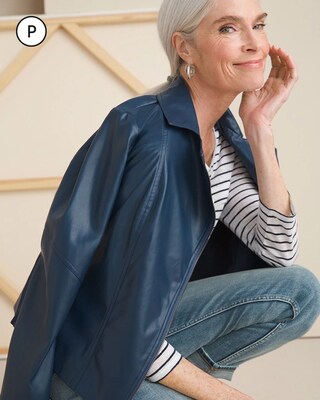 Petite Faux-Leather Moto Jacket