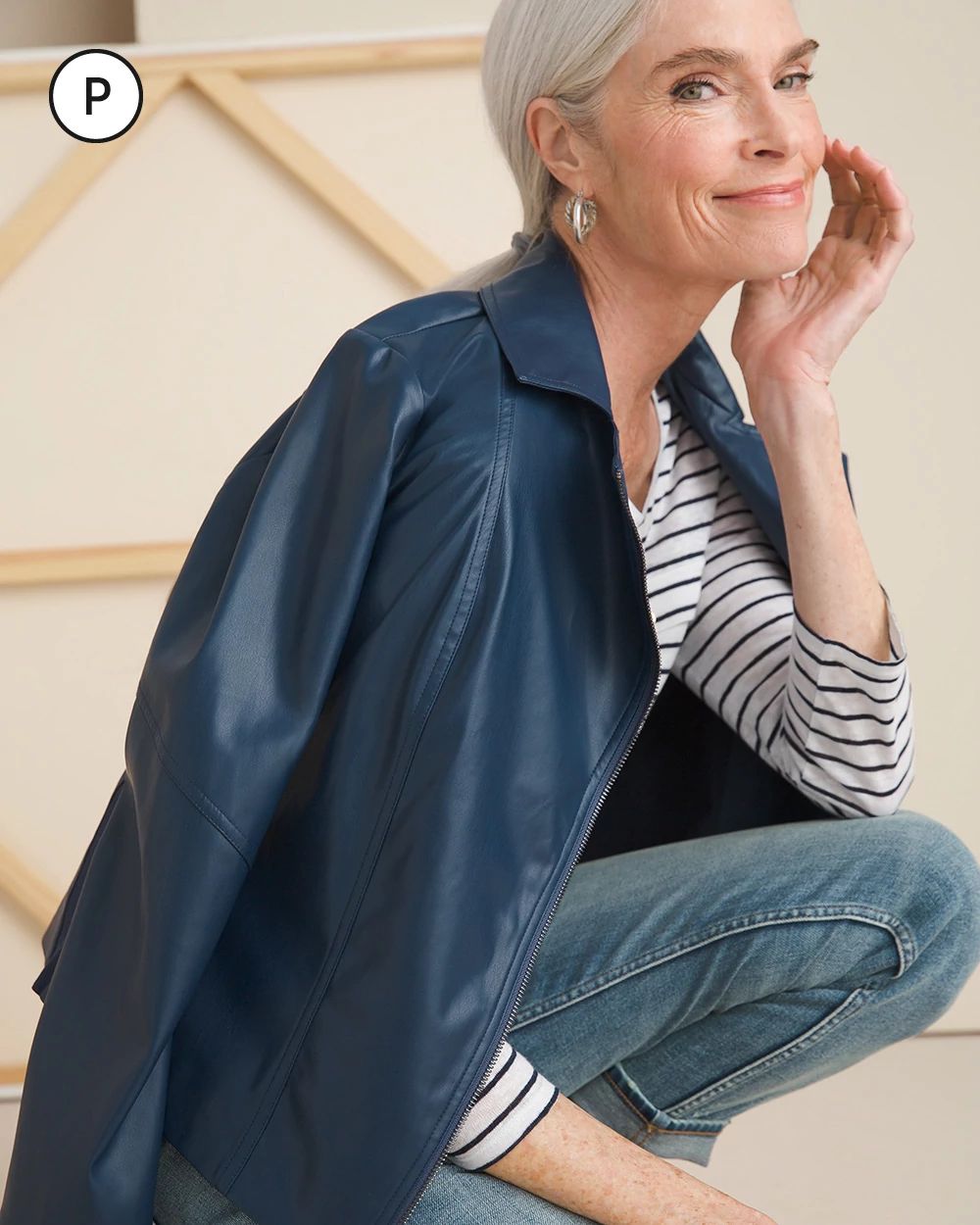 Petite Faux-Leather Moto Jacket