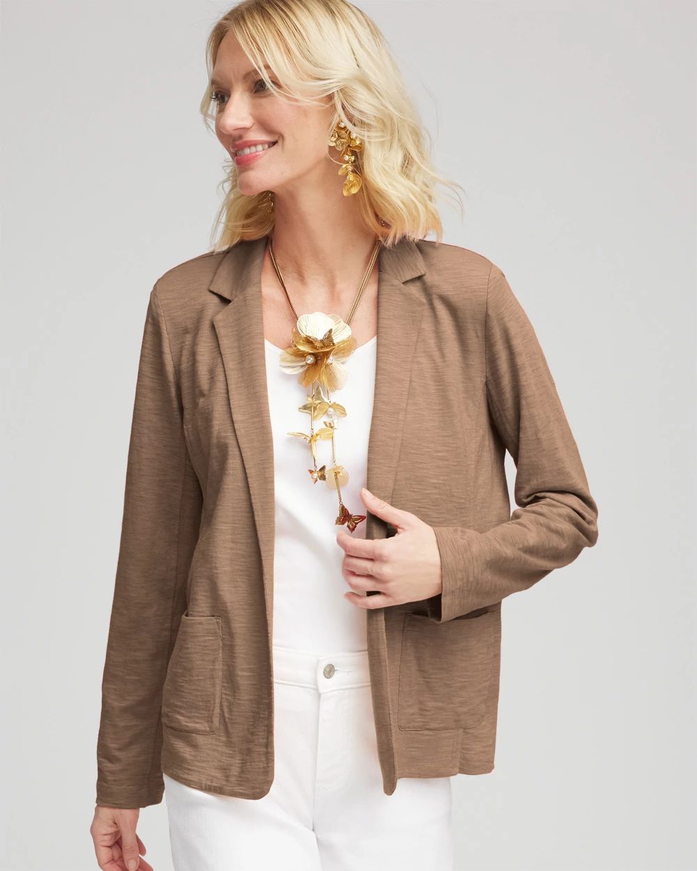 Knit Cotton Blend Blazer