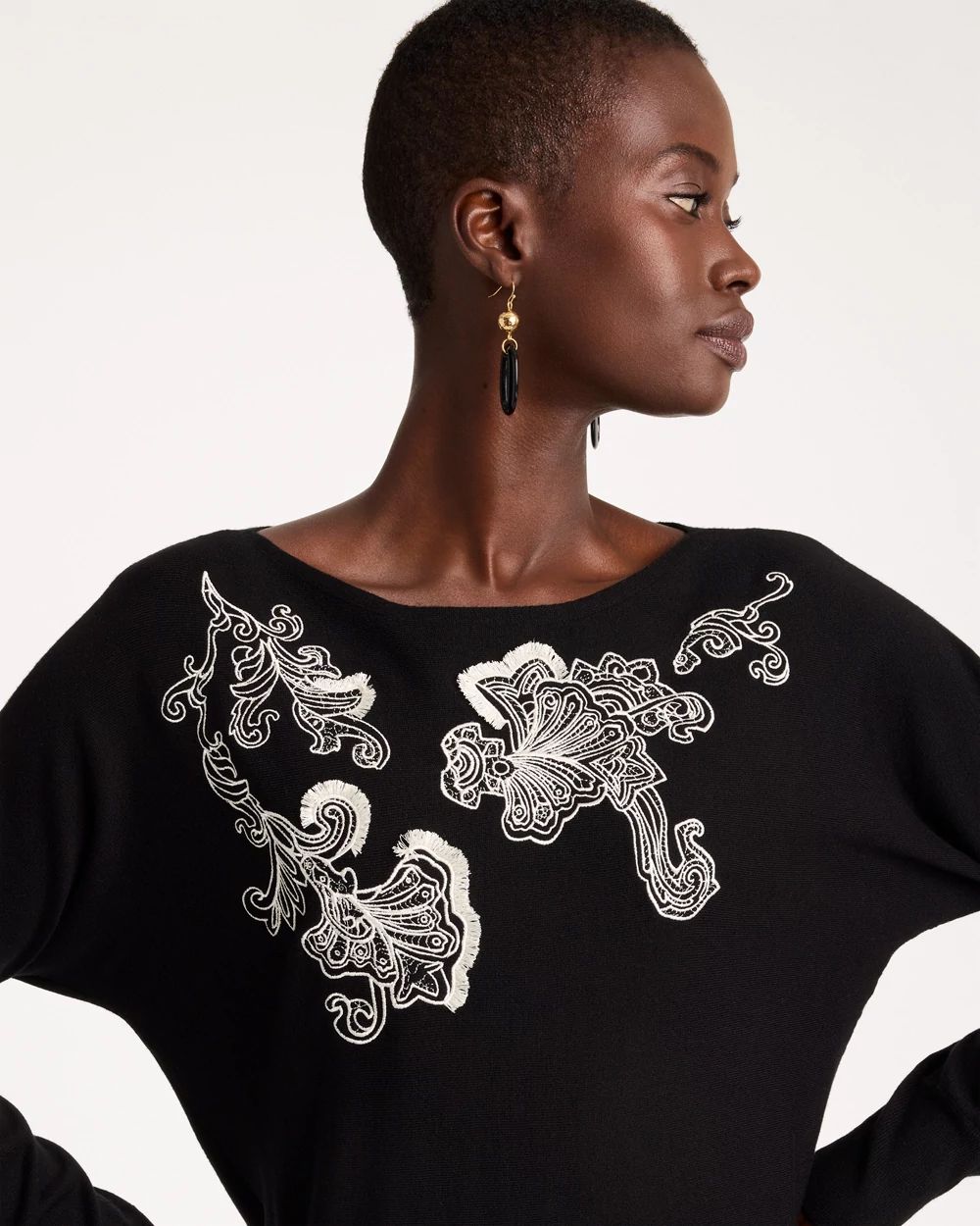 Embroidered Ella Pullover Sweater click to view larger image.