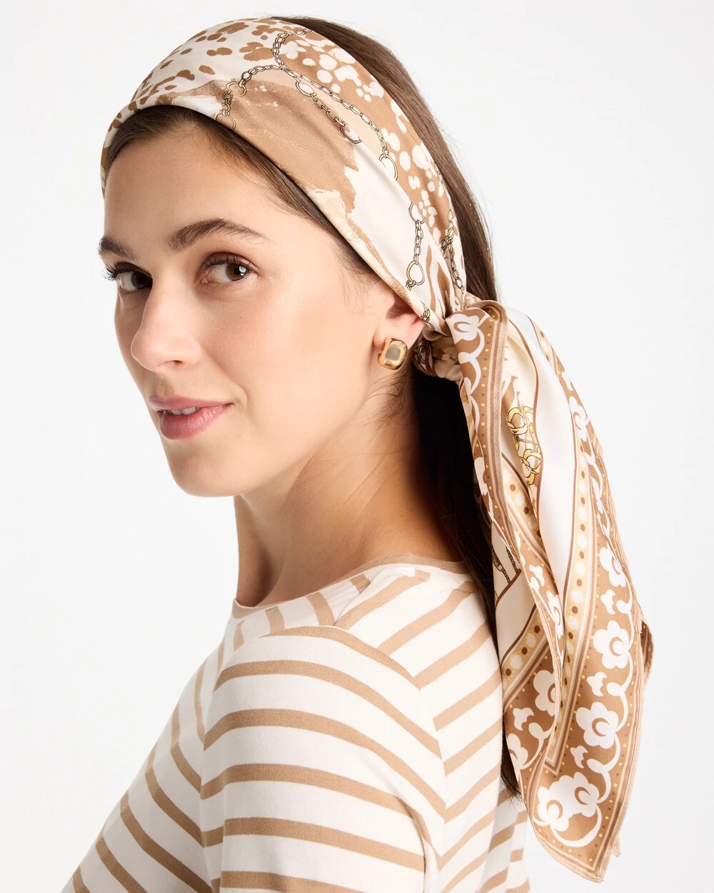 Neutral Printed Square Scarf