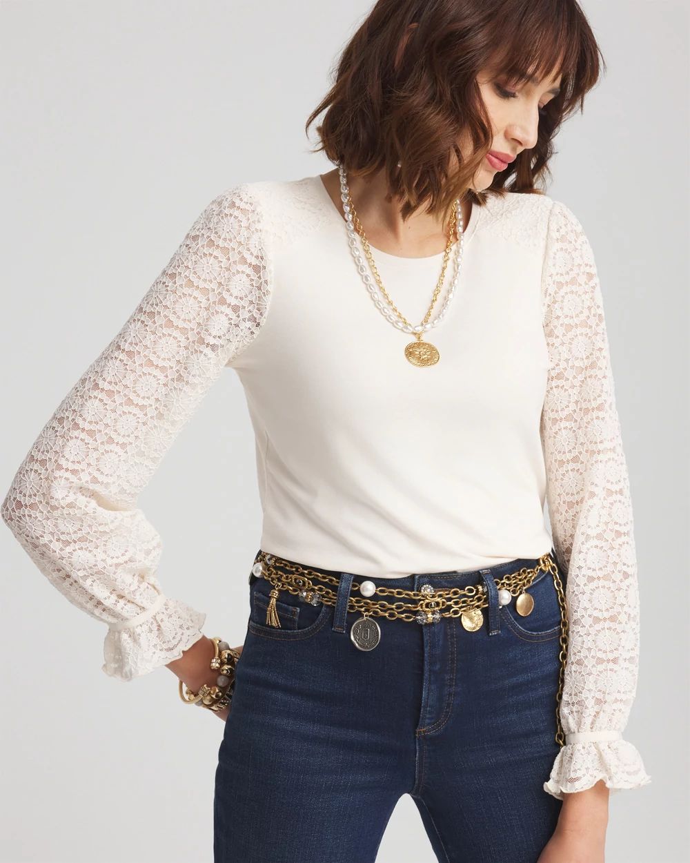 Touch of Cool™ Lace Sleeve Tee