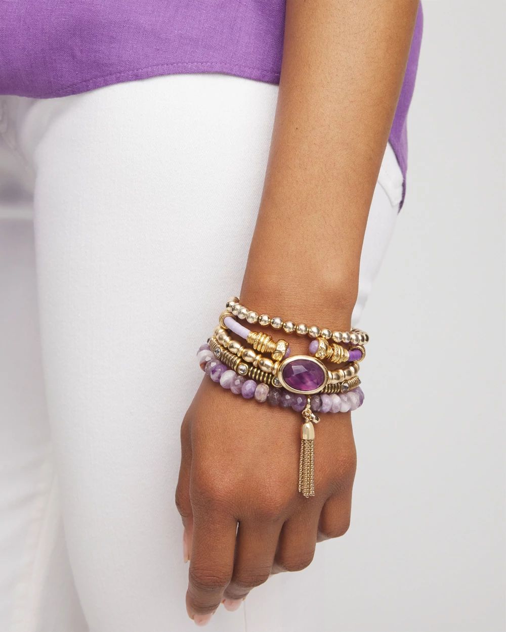 Purple Agate Stone Stretch Bracelet