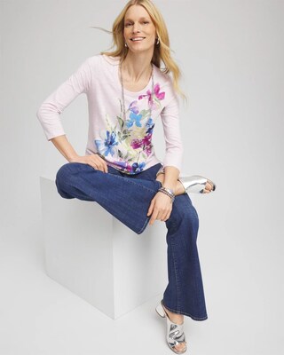 Floral Slub Scoop Neck Tee click to view larger image.