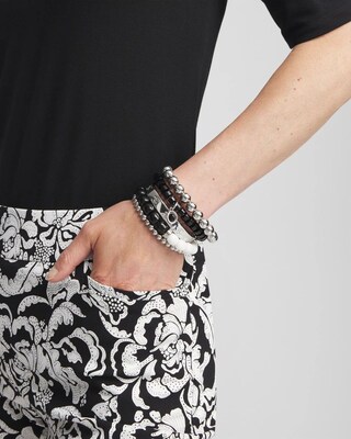 Black Agate Drop Off Stretch Bracelet