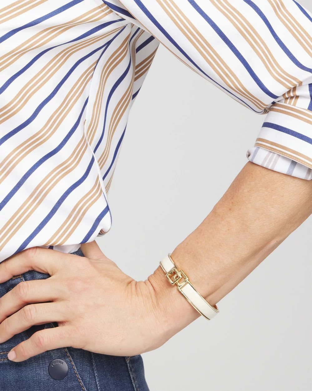 Chico's Click Ecru Bangle Bracelet