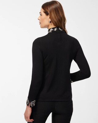 Embellished Floral Turtleneck