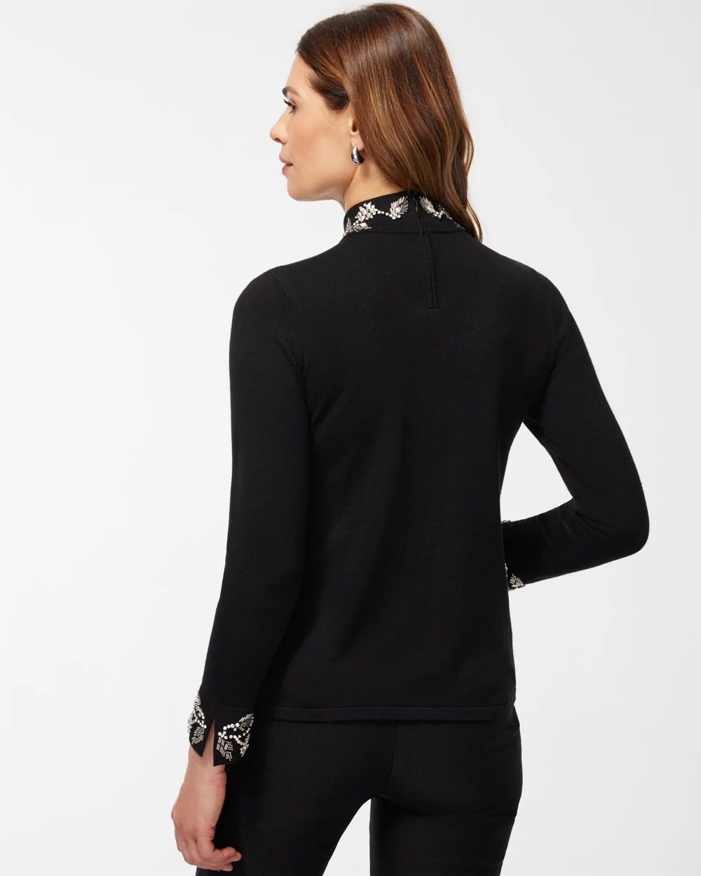 Embellished Floral Turtleneck