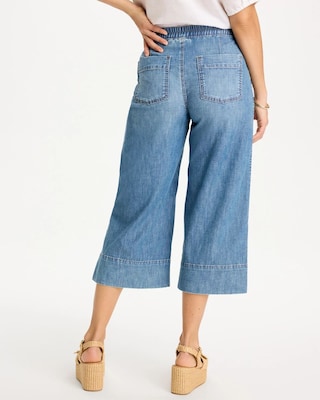 Lightweight Wide-Leg Capri Jeans click to view larger image.