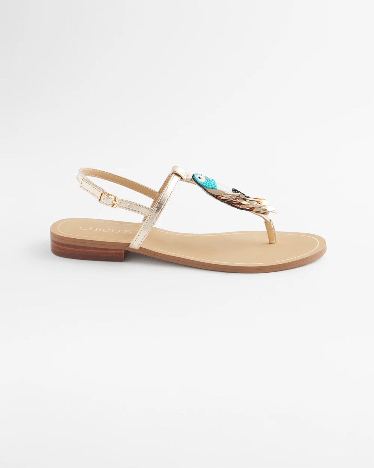Chico's Beach Parrot T-strap Sandals In Multi