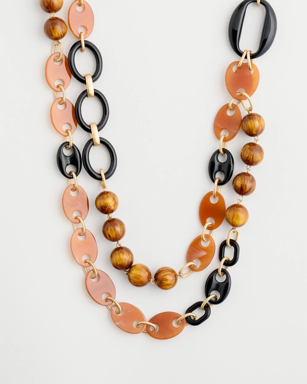 Neutral Long Double-Strand Necklace click to view larger image.