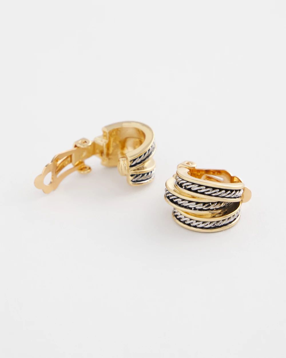 No Droop™ Mixed-Metal Clip-On Hoop Earrings